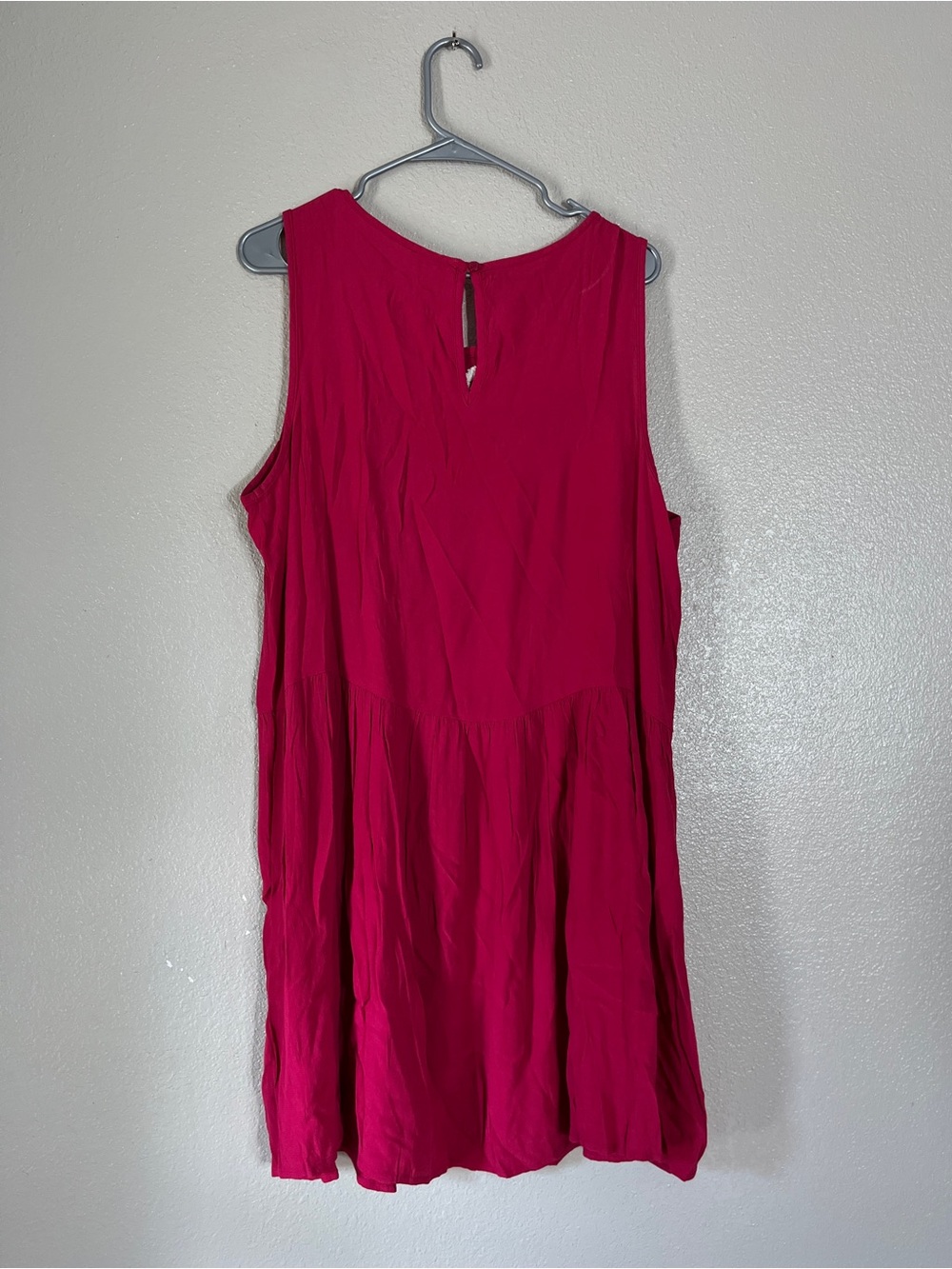 C Bright Fuchsia Sleeveless Dress with White Floral Trim - Picture 5 of 6